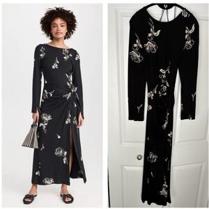 Free People Black Floral Long Sleeve Dress